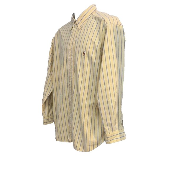 VTG RALPH LAUREN Classic FIT Button Up Shirt Sz 17.5 Large Yellow Striped Preppy - Picture 7 of 9